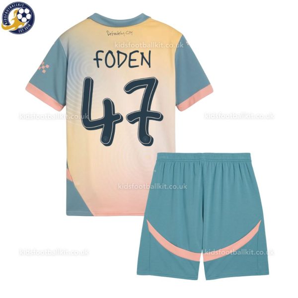 Man City FODEN 47 ‘Definitely City’ Kids Football Kit 24/25 - Back View
