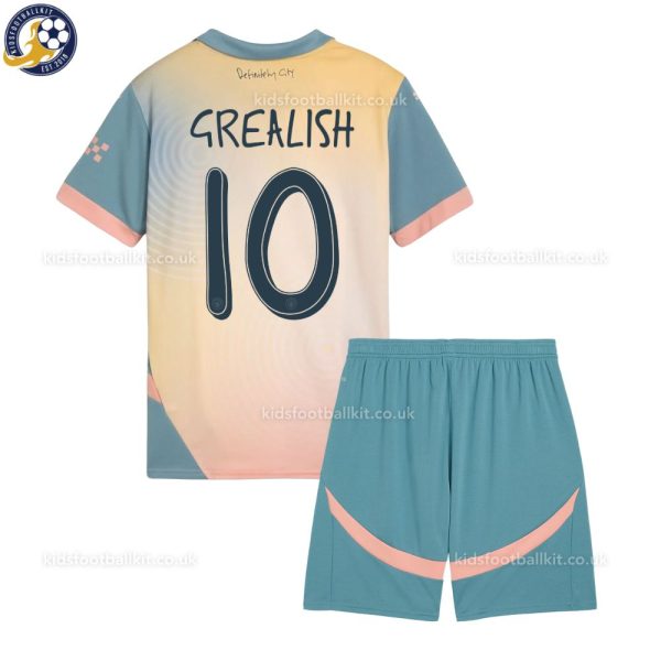 Man City GREALISH 10 ‘Definitely City’ Kids Football Kit 24/25 - Back View