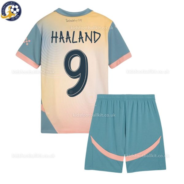 Man City HAALAND 9 ‘Definitely City’ Kids Football Kit 24/25 - Back View