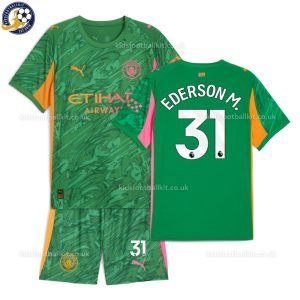 Manchester City EDERSON M. 31 Green Goalkeeper Kids Football Kit 2025/26 - Over View