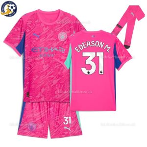 Manchester City EDERSON M. 31 Pink Goalkeeper Kids Football Kit 2025/26 - Over View
