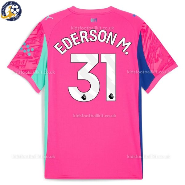 Man City EDERSON M. 31 Pink Goalkeeper Men Football Shirt 25/26 - back view