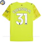 Man City EDERSON M. 31 Yellow Goalkeeper Men Football Shirt 25/26 - Back View