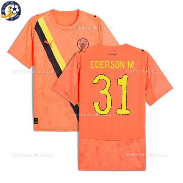 Manchester City EDERSON M. 31 Orange KidSuper Men Football Shirt 25/26 - Over View