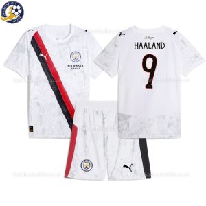 Manchester City 25/26 HAALAND 9 White KidSuper Kids Football Kit - Over View