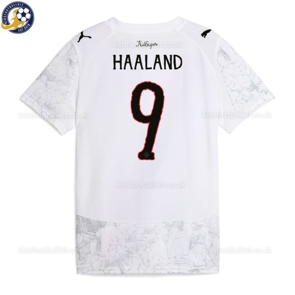 Manchester City HAALAND 9 White KidSuper Men Football Shirt 25/26 - Back View