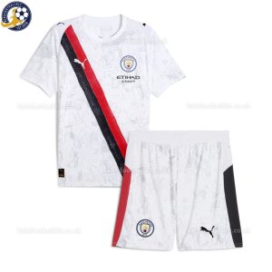 Manchester City 25/26 White KidSuper Kids Football Kit - Front View