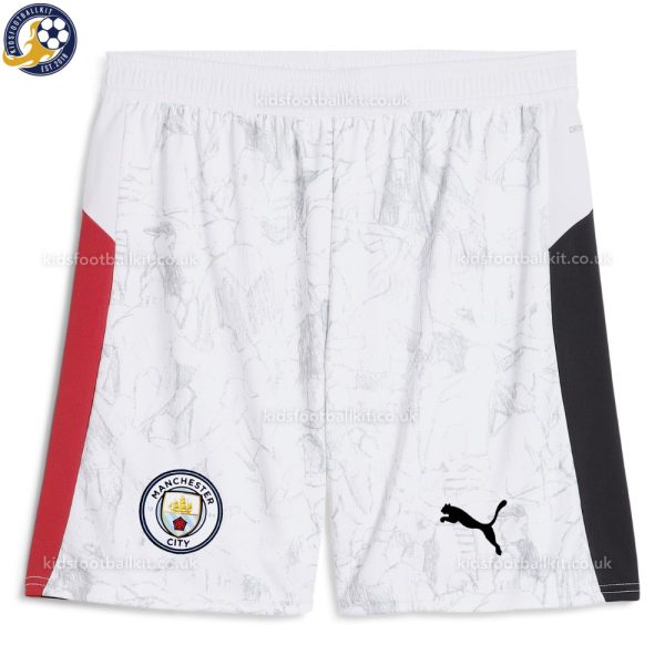 Manchester City 25/26 White KidSuper Kids Football Kit - Front Short View