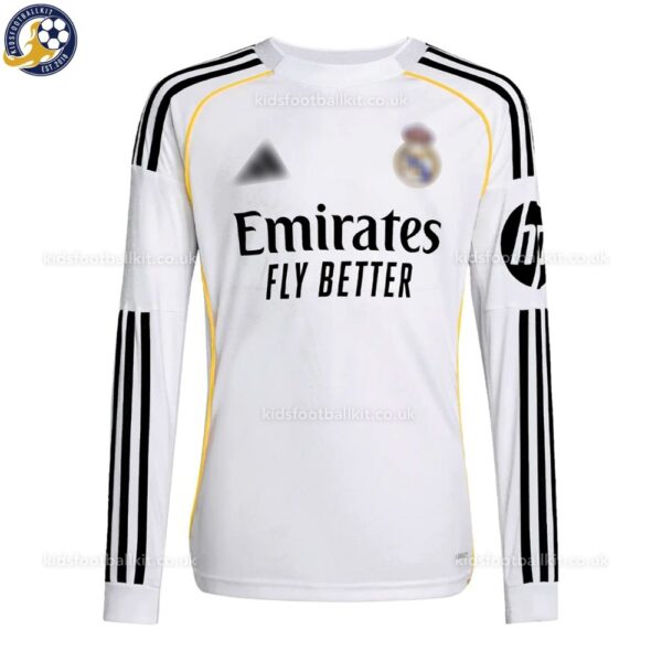 Real Madrid Home Men Football Shirt 2025/26 Long Sleeve - Front View