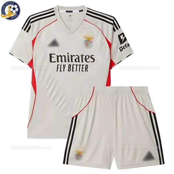 SL Benfica Away Kids Football Kit 2025/26 - Front View