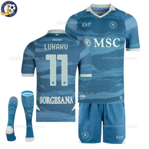 SSC Napoli LUKAKU 11 Limited Edition Kids Football Kit 2024/25 - Front view