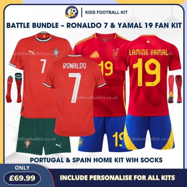 Ronaldo & Lamine Yamal Kids Football Kit Combo 1