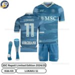 SSC Napoli Limited Edition Kids Football Kit 202425 – LUKAKU 11 (With Socks)-over view-b