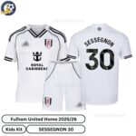 Fulham United SESSEGNON 30 Home 25 26 Kids Football Kit-over view