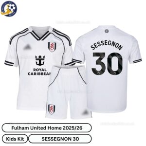 Fulham United SESSEGNON 30 Home 25 26 Kids Football Kit-over view