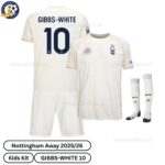 Nottingham Away Kids Football Kit 25_26 - Gibbs-White 10 - Overview with socks