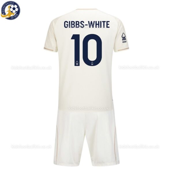 Nottingham Away Kids Football Kit 25_26 - Gibbs-White 10 - back view with socks