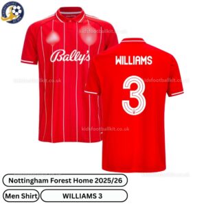 Nottingham Forest Williams 3 Home 25 26 Men Football Shirt-over view