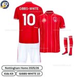 Nottingham Home Kids Football Kit 25_26 - Gibbs-White 10 - Overview with socks