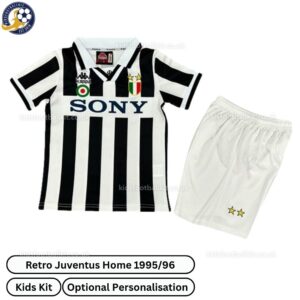 Retro Juventus Home Kids Football Kit 1995_96-front view