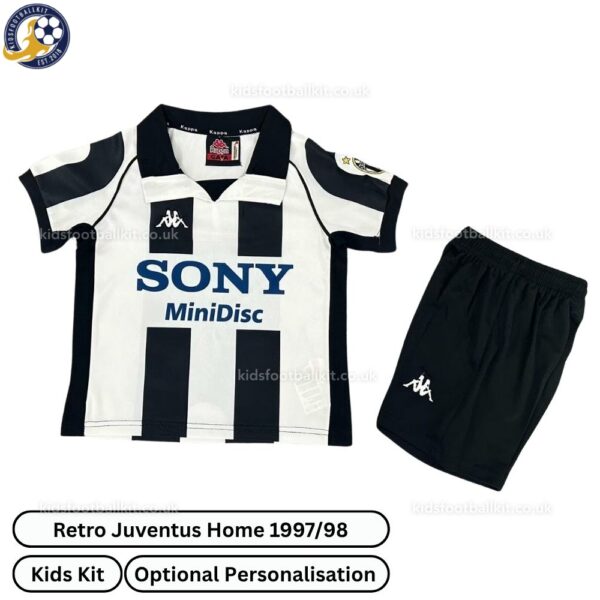 Retro Juventus Home Kids Football Kit 1997_98-front view