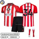 Sunderland XHAKA 34 Home 25 26 Kids Football Kit-over view with socks