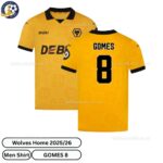 Wolves GOMES 8 Home 25 26 Men Football Shirt-over view