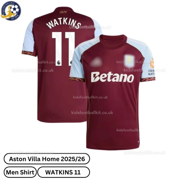 Aston Villa Watkins 11 Home Men Shirt 25/26 | Premium Gift