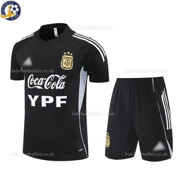 Argentina Black Training Kids Football Kit 2025/26 - Front View