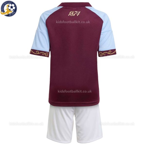 Aston Villa Home Kids Football Kit 2025/26 - Back view