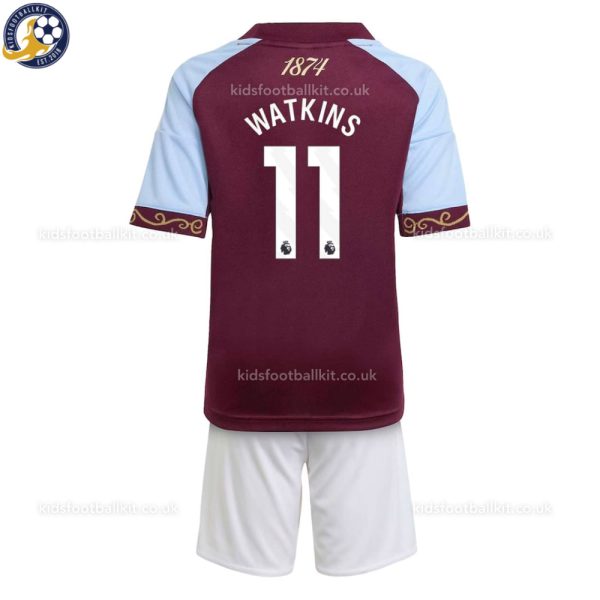 Aston Villa WATKINS 11 Home Kids Football Kit 2025/26 - Back View