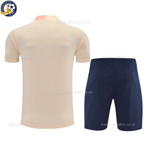 Barcelona Beige Training Kids Football Kit 2025/26 - Back View