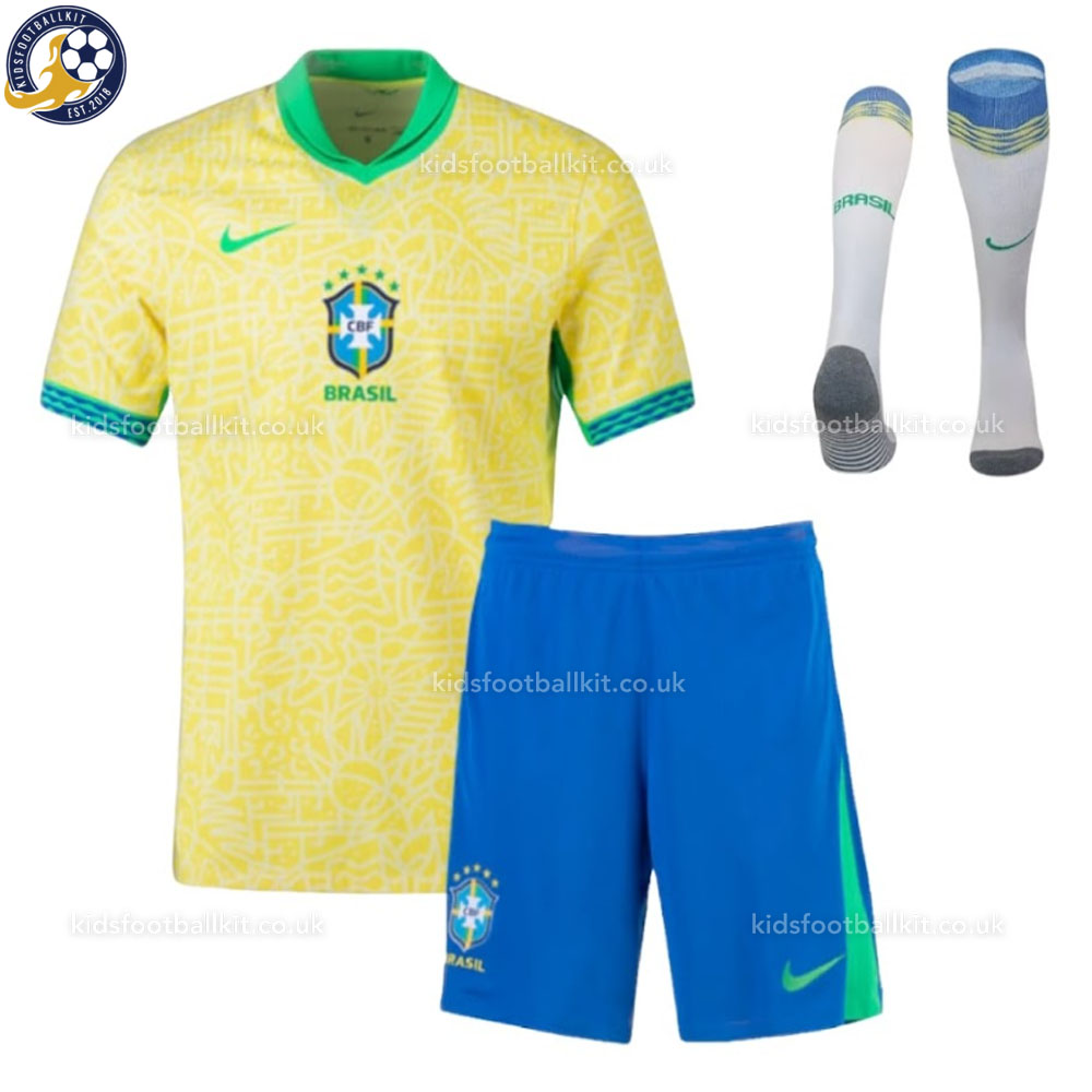 Brazil Home Kids Football Kit 2024/25 (With Socks)