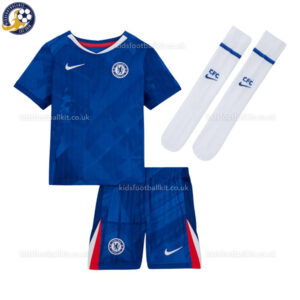 Chelsea Home Kids Football Kit 2025/26 (With Socks) - Front View