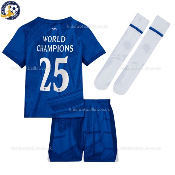 Chelsea WORLD CHAMPIONS 25 Home Kids Football Kit 2025/26 - Back View