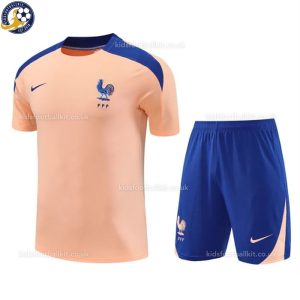 France Peach Training Kids Football Kit 2025/26 - Front View