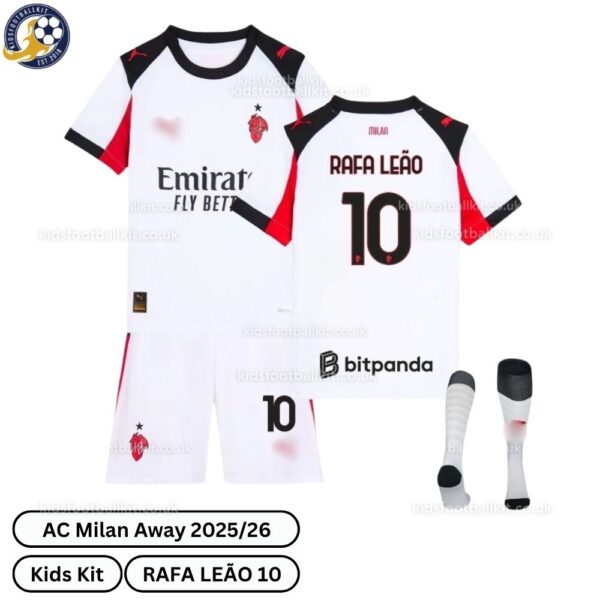 AC Milan Away Kids Football Kit 2025_26 - RAFA LEÃO 10-over view-b