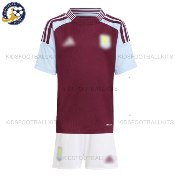 Aston Villa Home Kids Football Kit 2024/25 - Front View No Socks