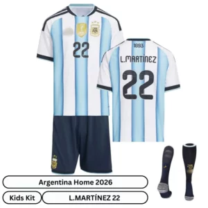 Argentina Home 2026 Kids Football Kit - overview - L.MARTÍNEZ 22