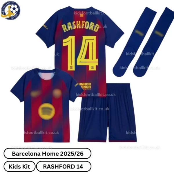 kfk_Barcelona Home Kids Football Kit 2025_26 – RASHFORD 14 -over view with socks)