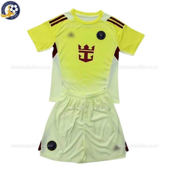 Inter Miami Yellow goalkeeper kids football kit 25_26-front view