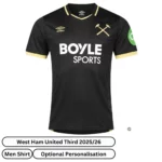 West Ham United Third Men Football Shirt 25_26 - front view - black