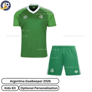 Argentina Goalkeeper Kids Football Kit 2026 (No Socks) – Fan version