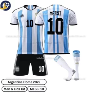 Argentina Home Kids Football Kit 2022 – MESSI 10 (With Socks)