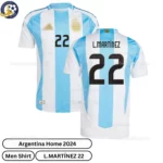Argentina Home Men Football Shirt 2024 – L.MARTÍNEZ 22