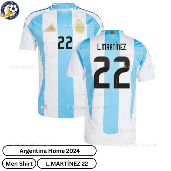 Argentina Home Men Football Shirt 2024 – L.MARTÍNEZ 22