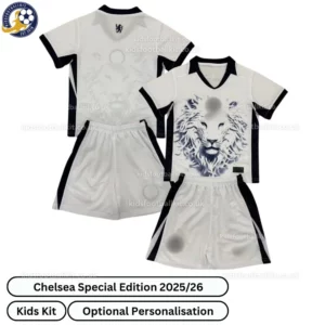 Chelsea Special Edition Kids Football Kit 2025/26 (No Socks) – White Fan Version - blur