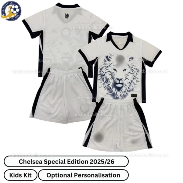 Chelsea Special Edition Kids Football Kit 2025/26 (No Socks) – White Fan Version - blur