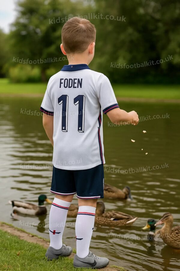 England Home Junior Football Kit 2024 FODEN 11 Printed - AI Generated