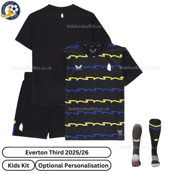 Everton Third Kids football Kit 25_26-over view with socks